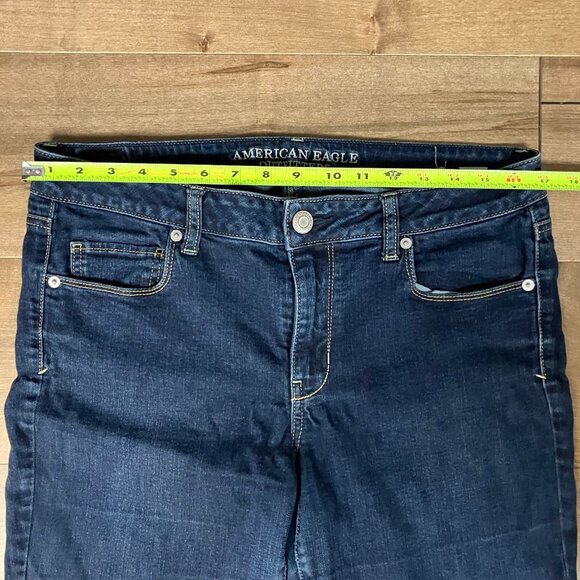 American Eagle Women’s Size 14 Long Super Stretch Skinny Blue Jeans Zip - Picture 7 of 12